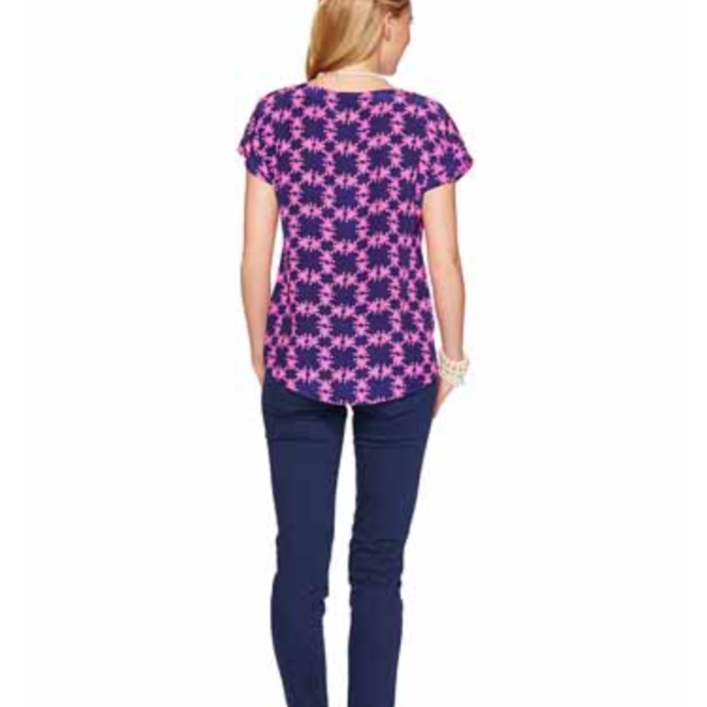 Lilly pulitzer | "get hoppy" guava silk top. - Picture 2 of 7